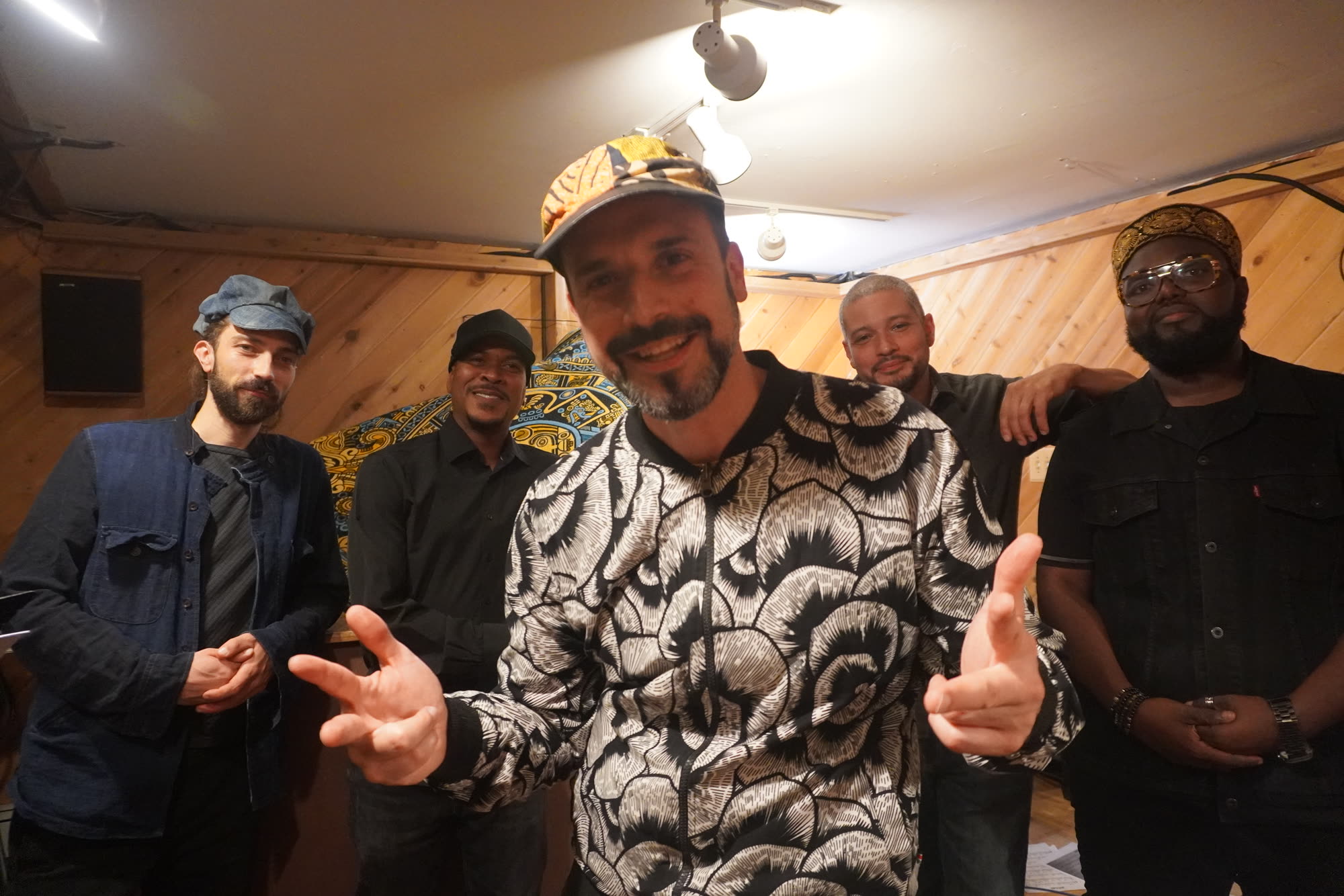The Claude Diallo Situation quintet recording at Tedesco Studios, New Jersey